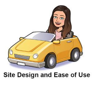 illustration of woman driving a car which represents clear website design layout out and good user experience.