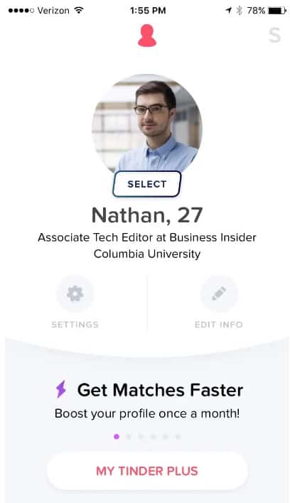 Filter for Tinder select