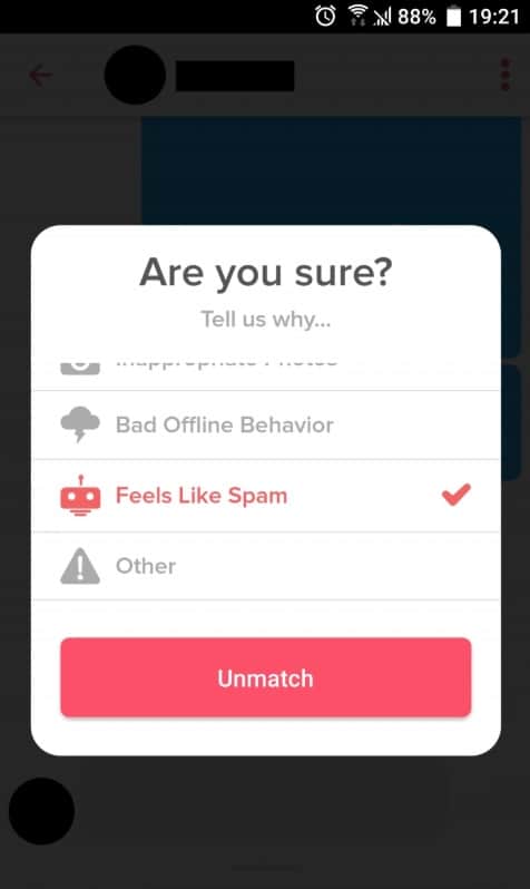 Spamming on Tinder