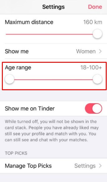 Tinder Discovery Settings