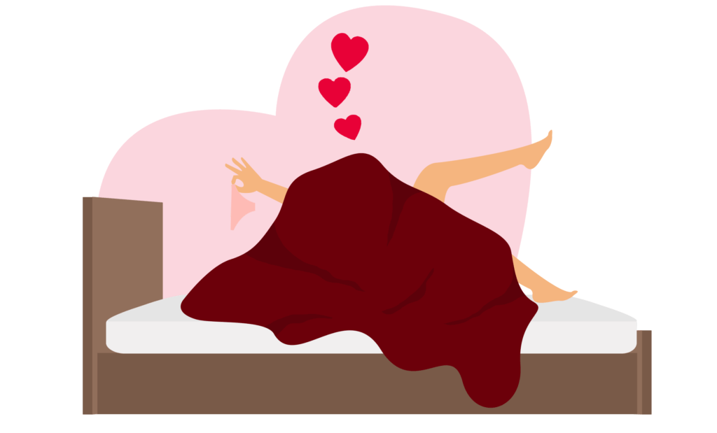 Illustration of couple in bed demonstrating the 8 best one-night stand dating sites.