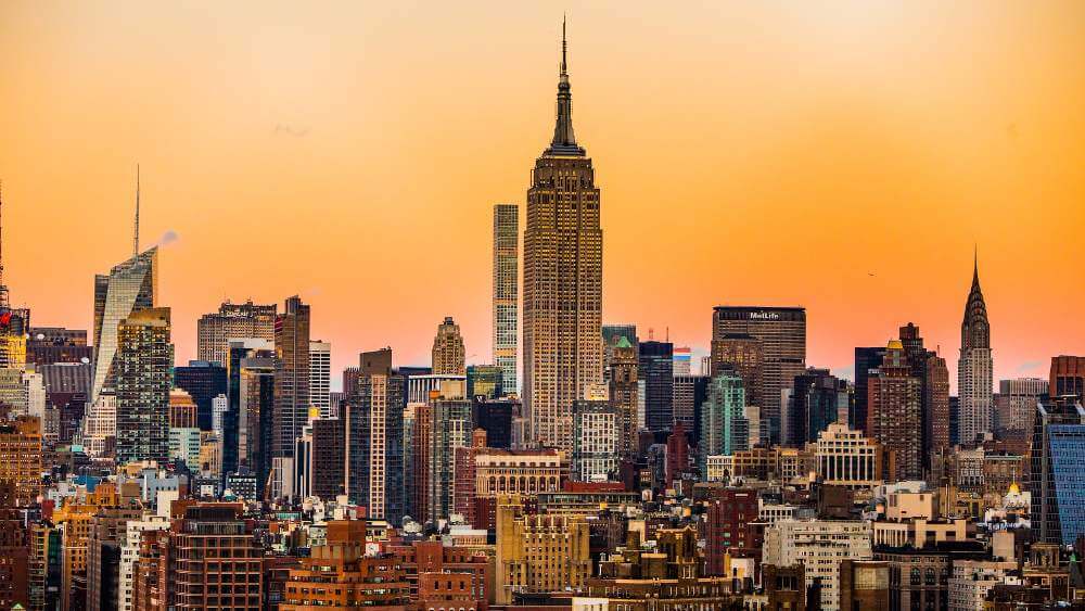 beautiful portrait of the New York Empire state building view