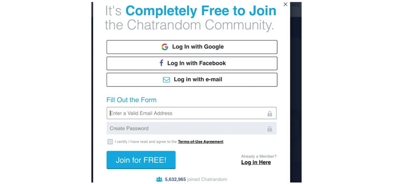 Signing up for Chatrandom