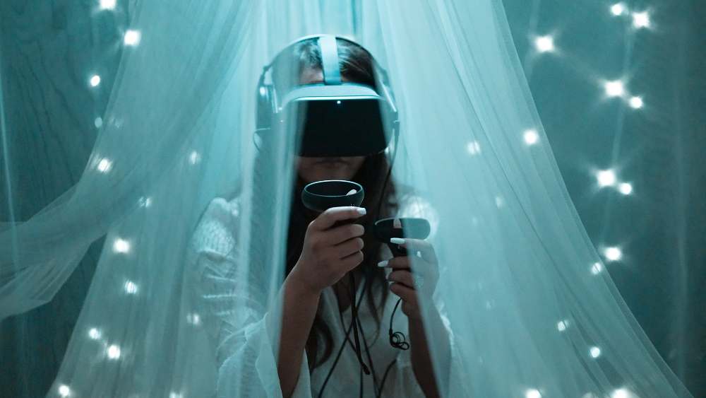 woman enjoying a virtual reality experience