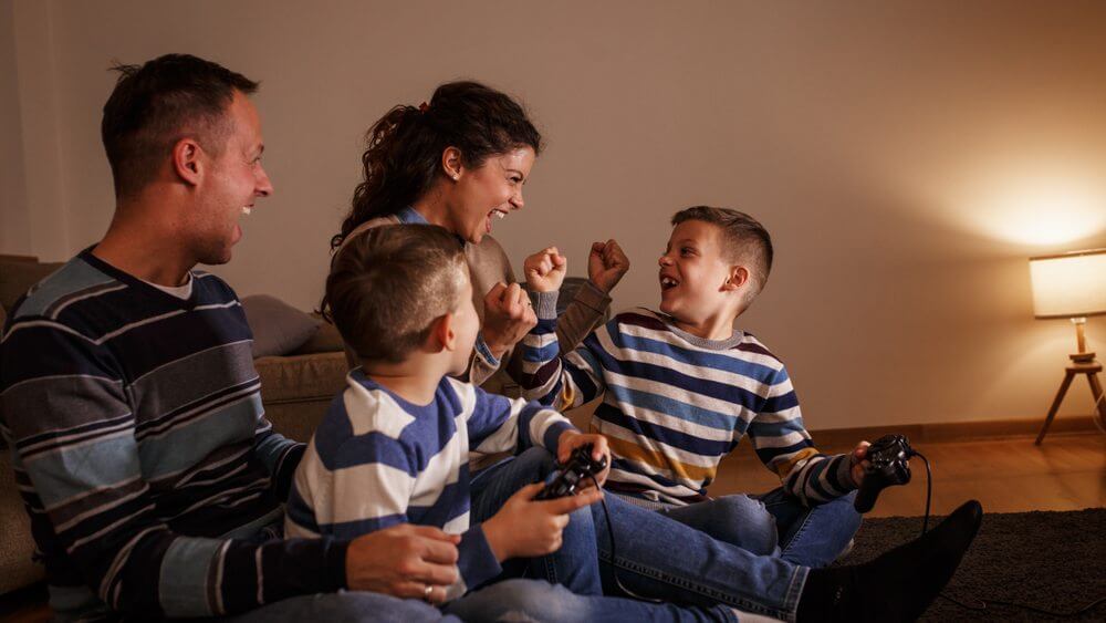 parents playing games with their kids